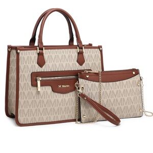 Women’s M Signature Top Handle Tote Bag Wristlet Wallet Set 2pcs